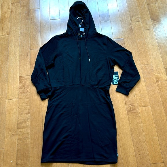 NWT DKNY SPORT Hooded Black Dress in Large - Picture 1 of 5
